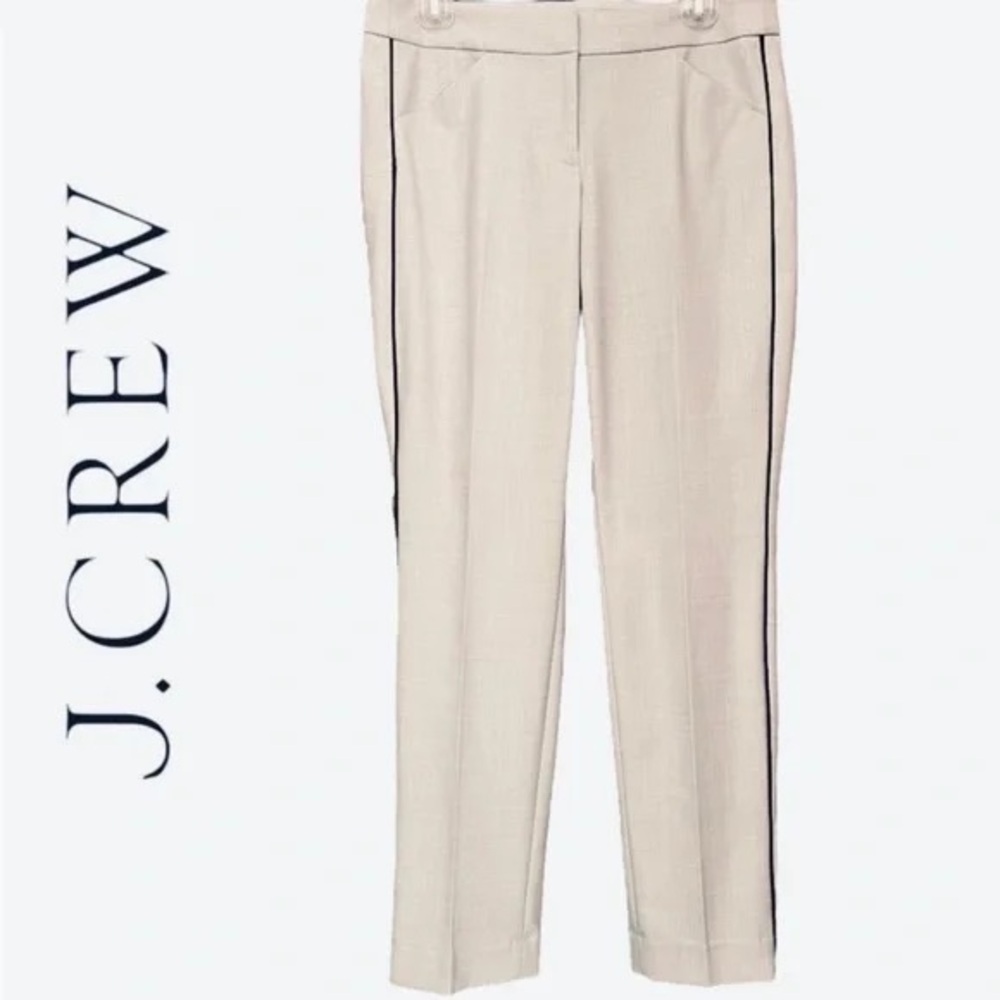 J. Crew Women's Gray Wool Blend Ankle Pants with Black Trim